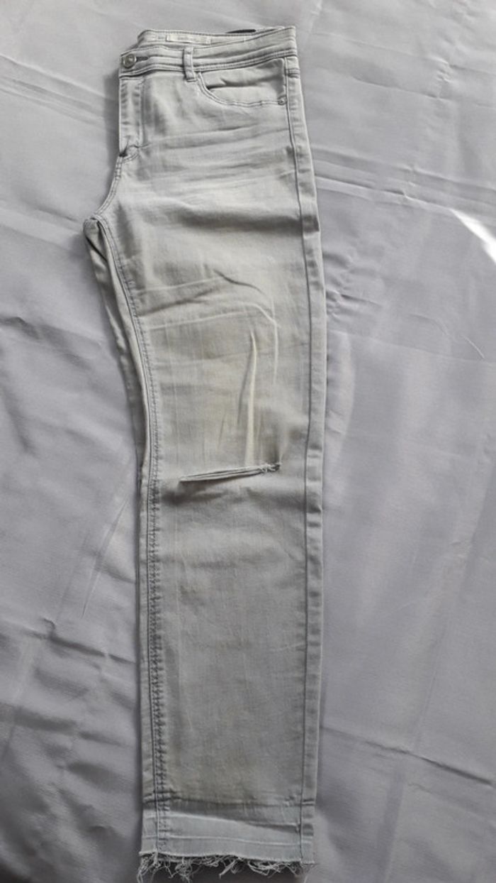 Jeans skinny gris clair avec effets de couleur beige - photo numéro 2