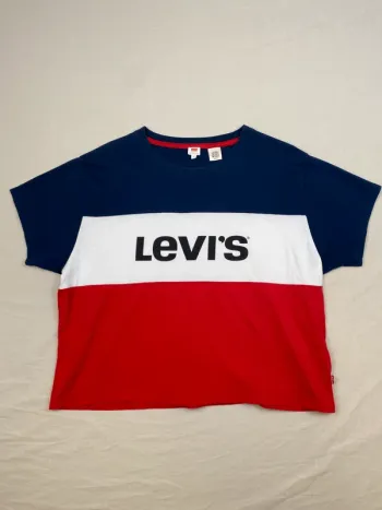 T-shirt CROP Levis, femme, bleu, blanc, rouge, S (294)