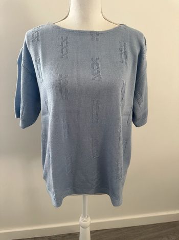 Pull blouse à manches courtes bleu ciel Damart T52 6XL