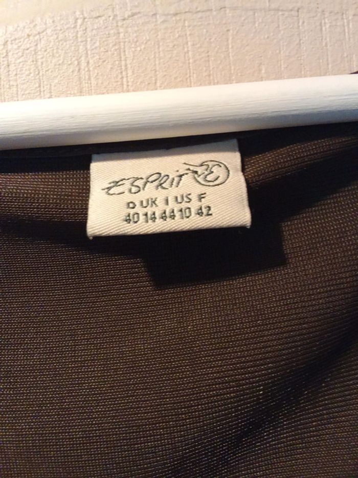 Robe voilage doublée marron motifs bariolés Esprit taille 42 - photo numéro 7