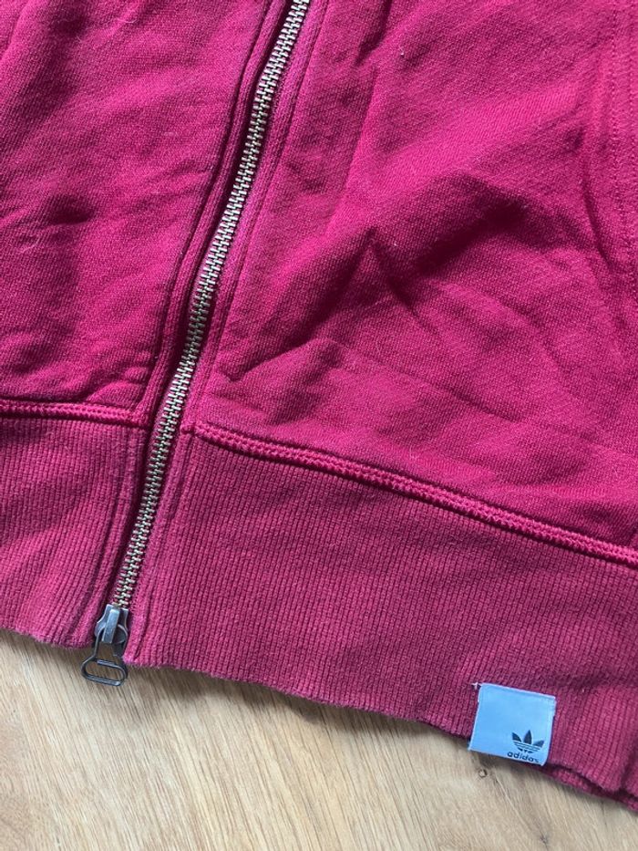 Pull à capuche avec zip Adidas rouge bordeaux homme/femme - photo numéro 4