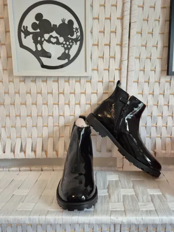 💕Jolie Bottines en cuir noires vernies Kickers groofit fille P38 💕