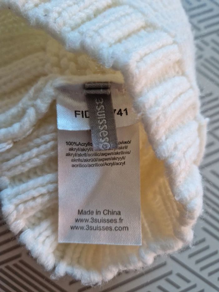 Bonnet fille 3 suisses blanc tricot naissance - photo numéro 3