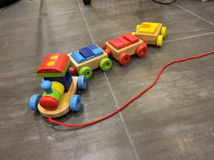 Train en bois à tirer 2 en 1 , Goki