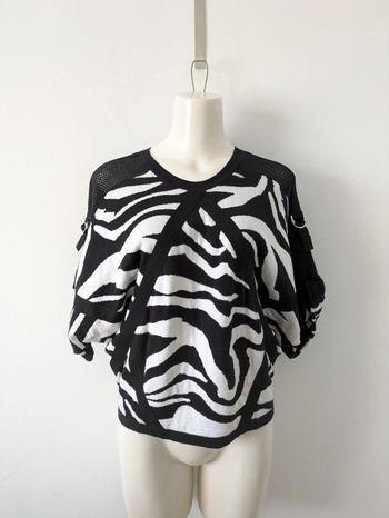 Pull sweat noir et blanc 100% coton - JC de Castelbajac - taille XS