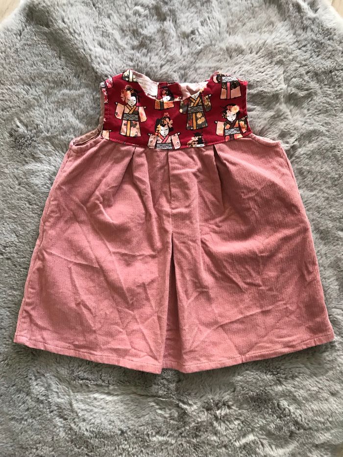 Robe en velours côtelé pêche 3 mois