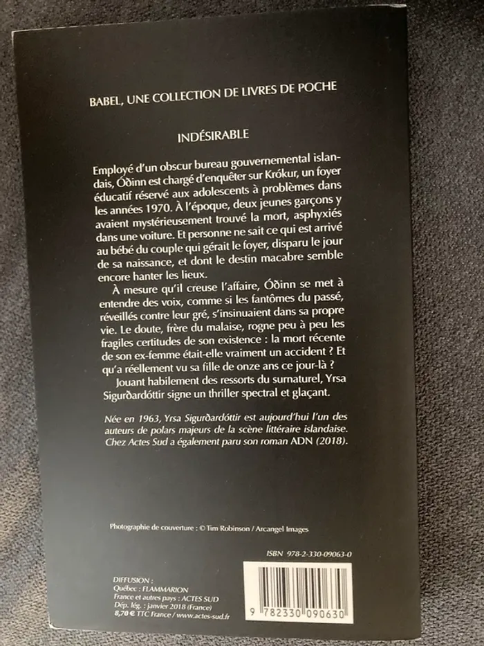 Roman poche Babel noir Indésirable Yrsa Sigurdardottir - photo numéro 2