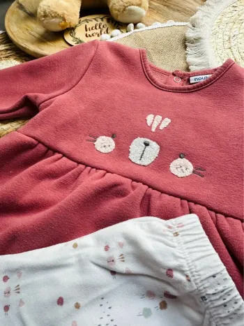 Ensemble Noukie’s robe et legging. Rose 80cm