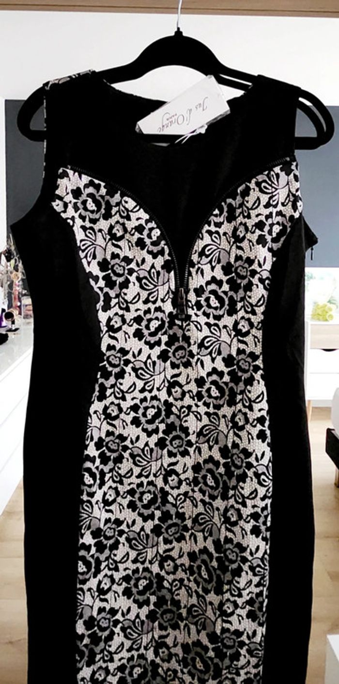 Robe chic fourreau noire et crème taille 3 L Jus d'orange - photo numéro 2