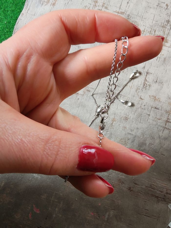 Collier chaîne en argent goutte à facettes - photo numéro 3