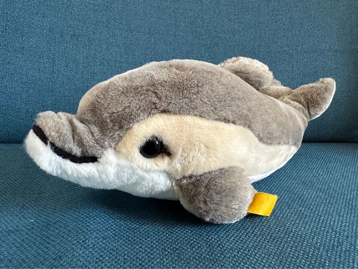 Peluche vintage Dauphin Steiff 32cm doudou collection gris poisson baleine mer océan - photo numéro 2