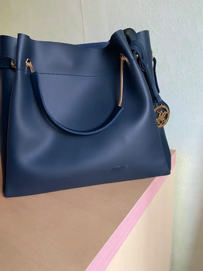 Sac à main cuir bleu marine28x32 cmPolo Club - photo numéro 5
