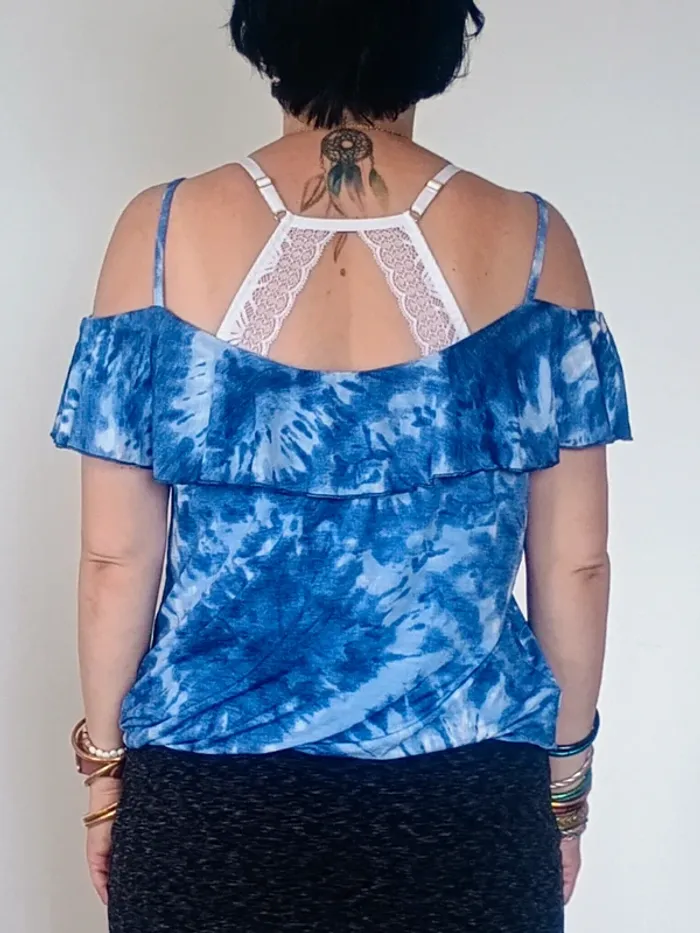 Top léger épaules dénudées Breal T.2 imprimé tie-dye - photo numéro 2