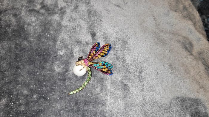 Broche libellule diamants perle nacrée - photo numéro 4