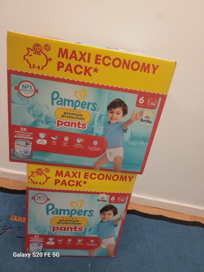 2 paquets pampers premium protection pants taille 6
