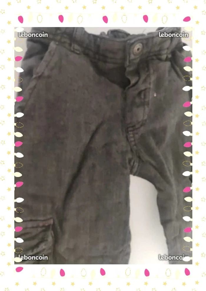 Pantalon cargo gris noir 3 ans avec poches sur les côtés marque bout'chou avec élastique a la taille - photo numéro 8