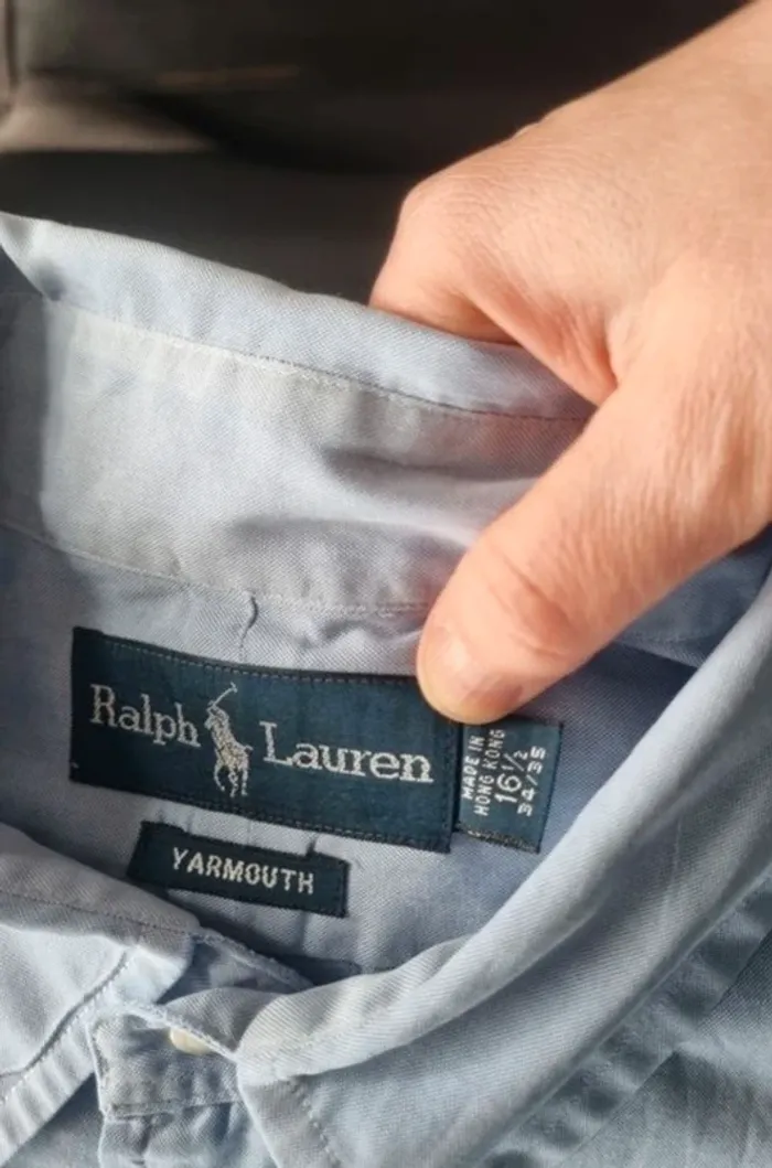 Chemise ralph lauren bleu uni - photo numéro 2