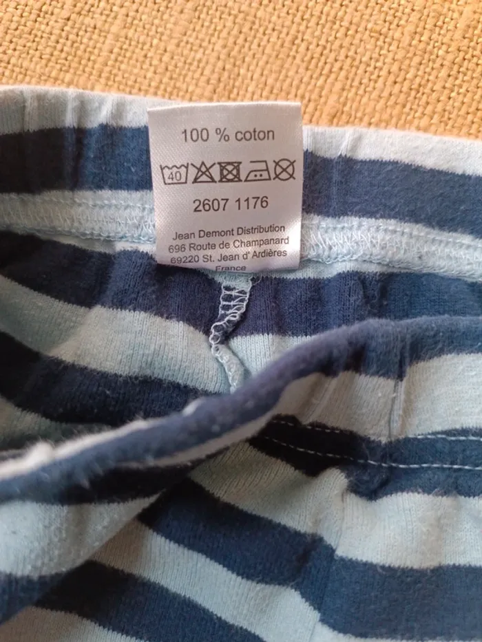 Pantalon de pyjama rayé marine-ciel 6A - photo numéro 4