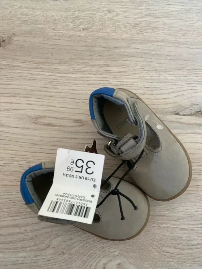 Chaussures à scratch Obaibi Obaïbi pointure 19 Neuves En cuir nibuck - photo numéro 3