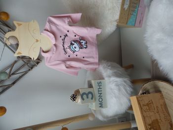 Jolie t shirt manche longue rose Licorne fille 3 mois