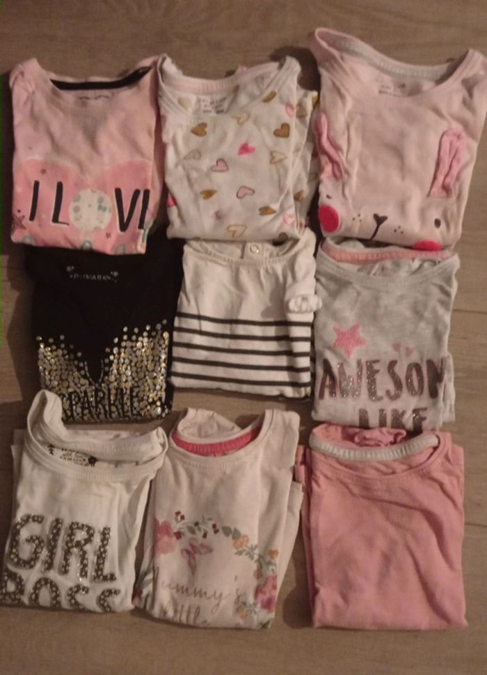 Lot de 9 tee shirts manches longues fille taille 18-24 Primark kiabi