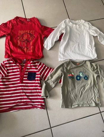 Lot tee shirt bébé 12 m 74 cm 1 neuf + 3 tbe