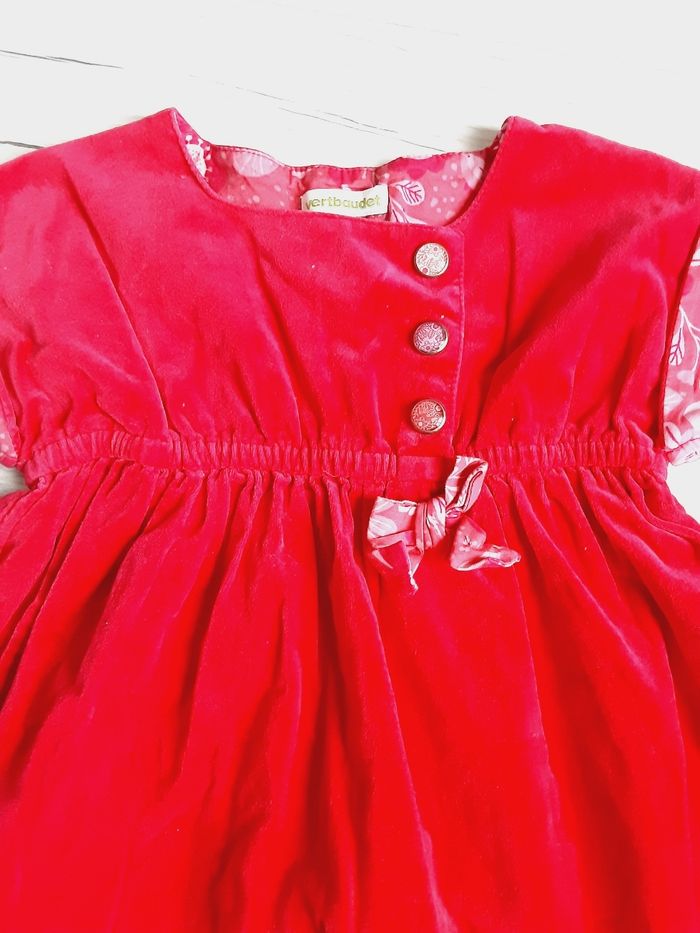 Vêtement fille robe rouge velours Vert Baudet 3 ans - photo numéro 2