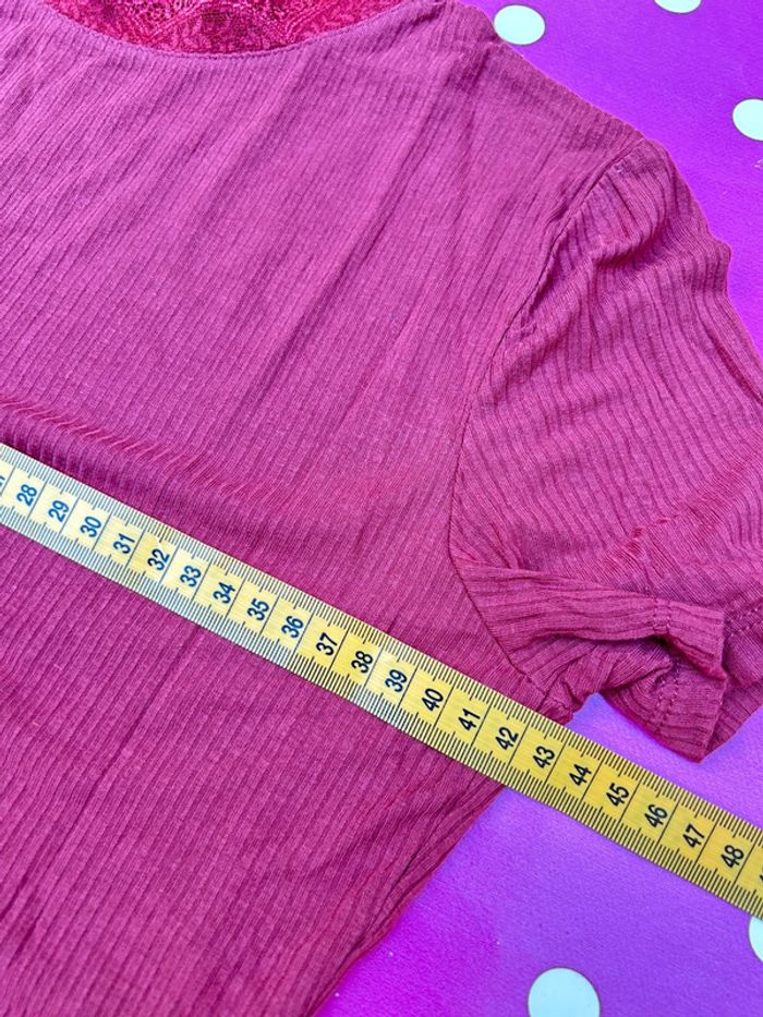 T-shirt côtelé avec broderie neuf - corail taille Xs pimkie - photo numéro 10