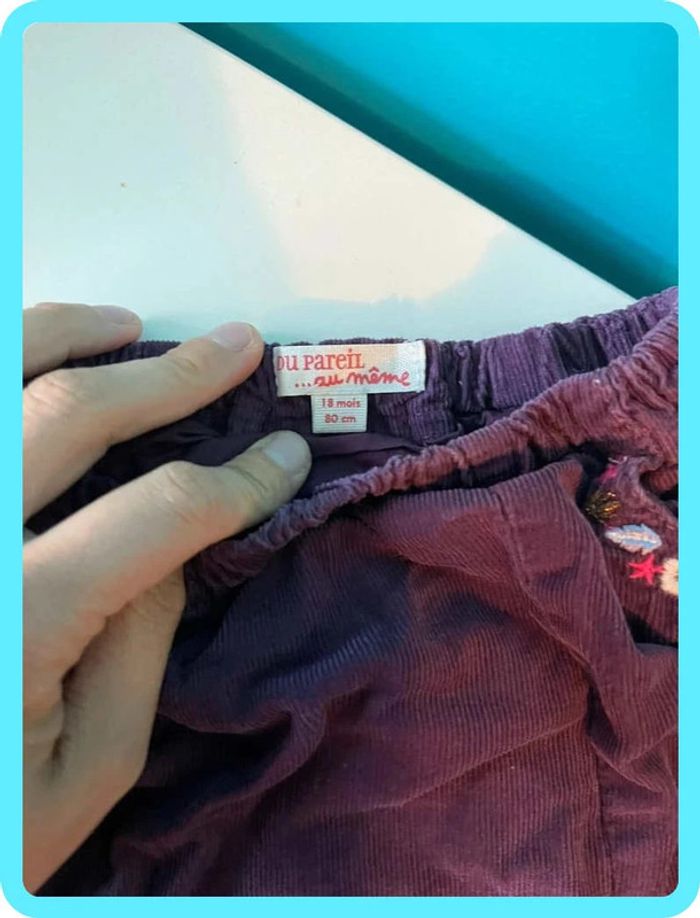 Beau sarouel en velours bébé 18mois du pareil au même - photo numéro 3