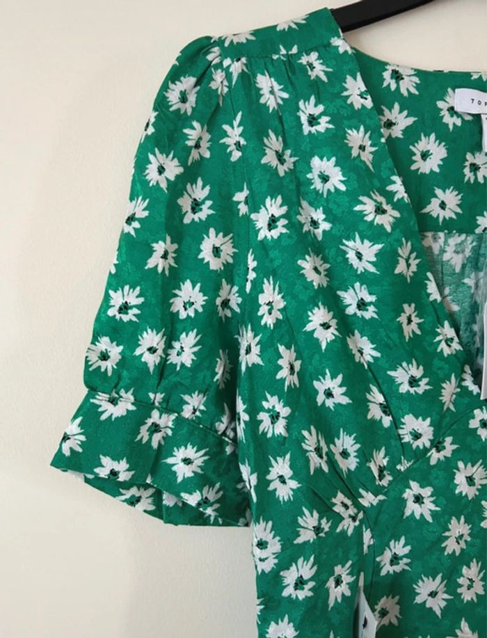 Robe fleurie, verte et blanche, Topshop - photo numéro 3