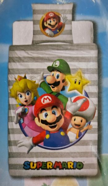 Parure de lit simple (housse de couette + taie d'oreiller) - Super Mario - Nintendo