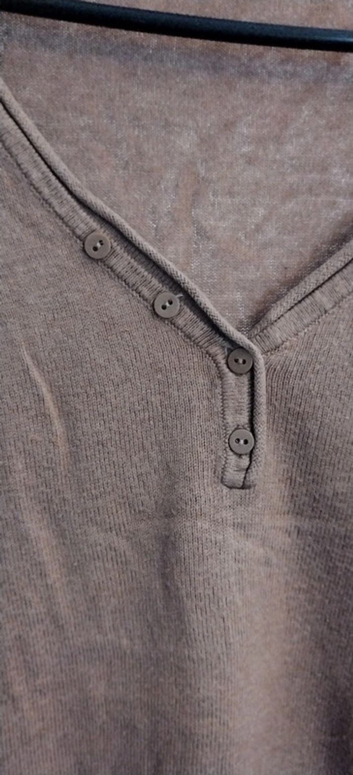 Pull marron empiècement coude Cache cache TM - photo numéro 3
