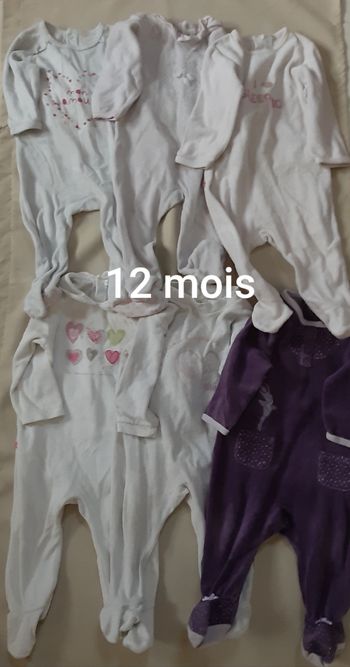 lot de 6 pyjamas hiver fille - 12 mois