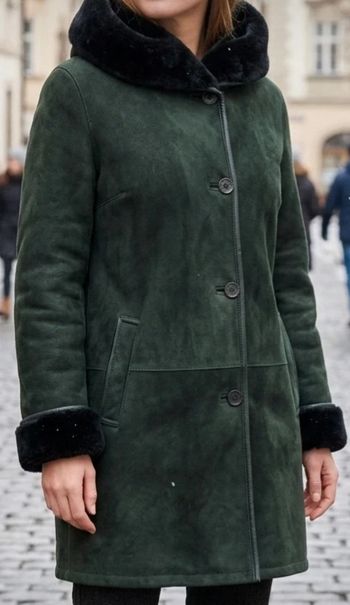 Manteau agneau véritable vert forêt Jekel T.46