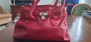 Sac cuir rouge
