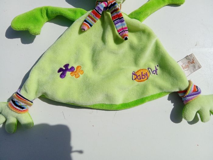 Doudou grenouille verte marque baby nat' broderie - photo numéro 3