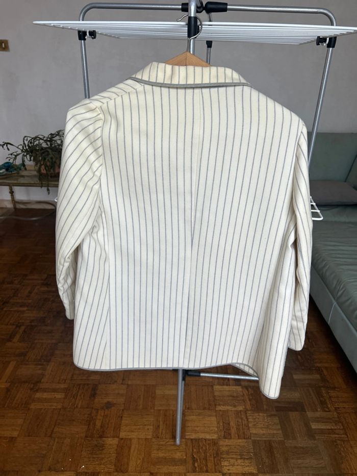 Veste blazer écrue rayée gris - photo numéro 2