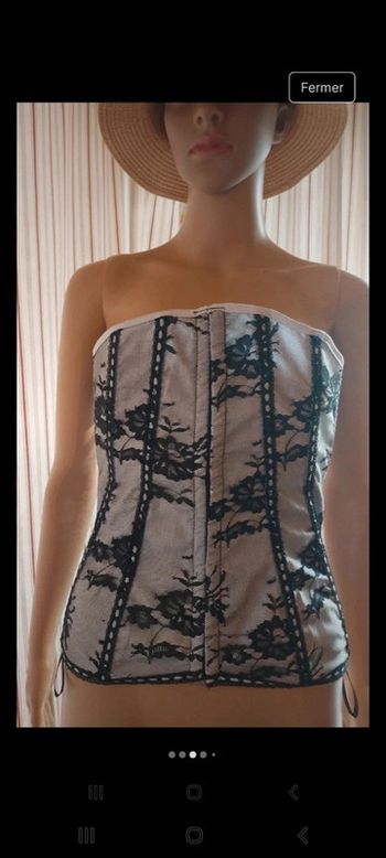 Corset Alcatraz Gothic blanc/noir taille M