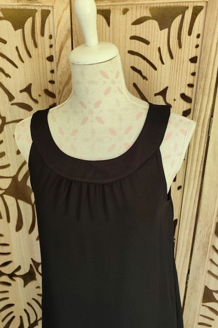 Robe noire fluide - Bretelles et col en satin - T 38 H&M - photo numéro 4