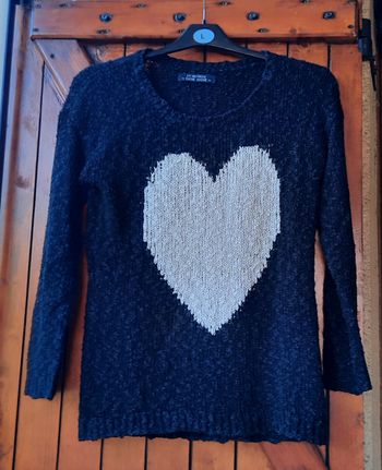 Pull noir à cœur blanc, Cache-Cache, femme, taille 0/XS/34