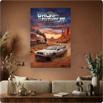 Affiche film "Retour vers le futur III" poster cinéma western DeLorean déco murale A3 Sans cadre