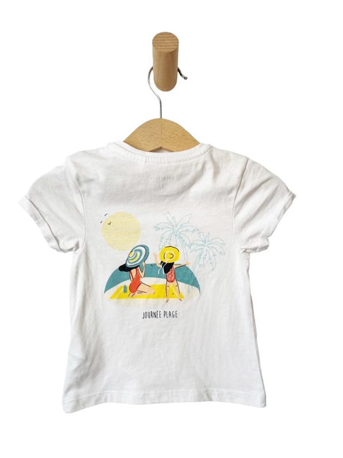 T-shirt blanc “Mère et fille / journée plage” - Orchestra 12 mois (74cm) - photo numéro 2