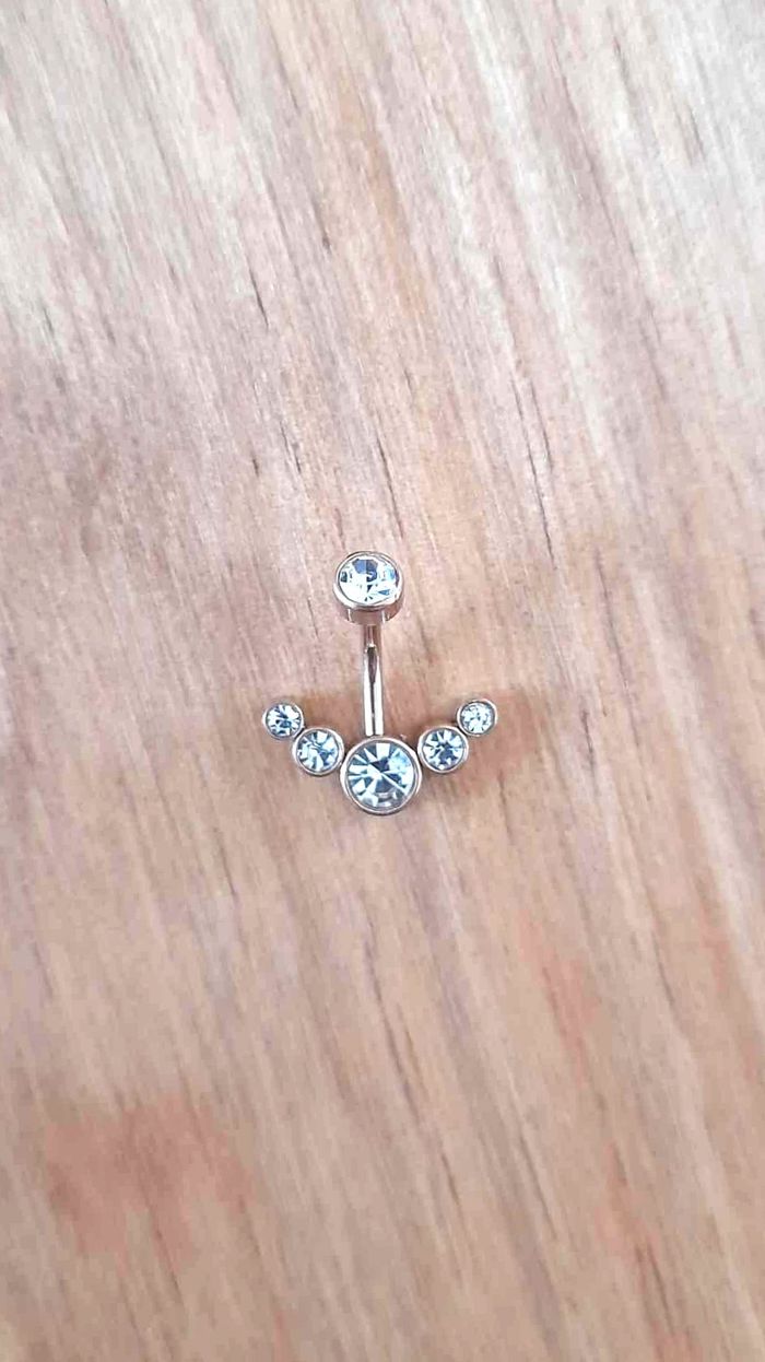 💎 Piercing nombril doré rose strass multiples - Neuf - photo numéro 1