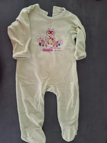 pyjama vert chouette 12 mois vert pale