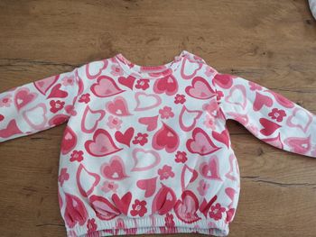 Sweat kimabaloo blanc cœurs roses 18m