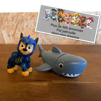 Idée Cadeau 🎁 Figurine Aqua Pups de Chase avec avec son requin de la Pat Patrouille Paw Patrol