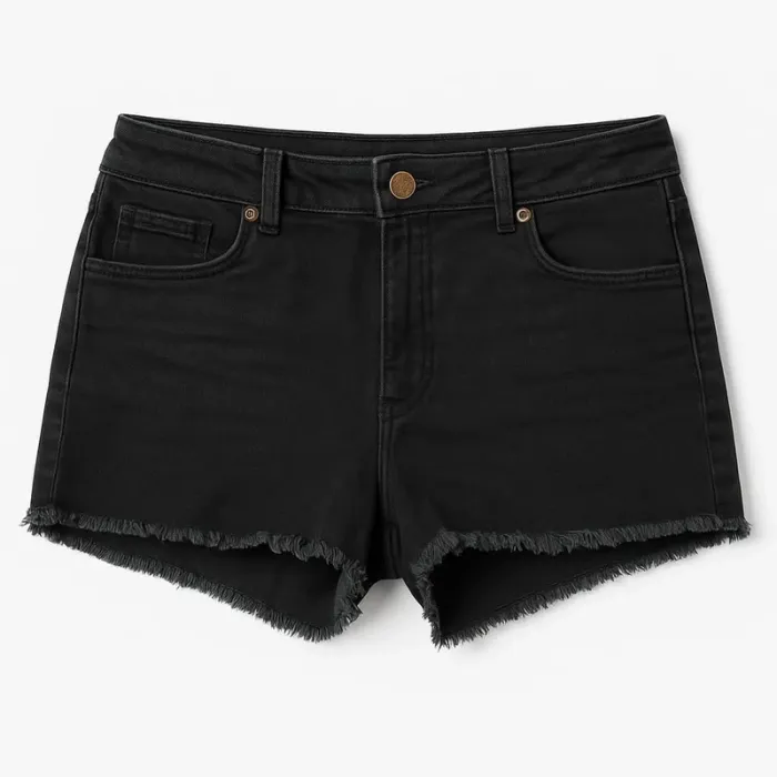 Short en jeans bas effiloché noir Taille13 / 14 ans - photo numéro 2