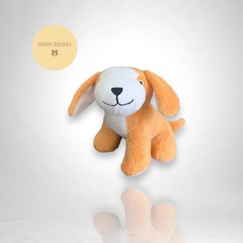 Doudou Peluche chien assis beige et blanc HTI group A371