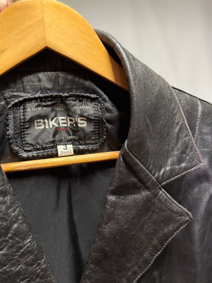 Manteau en cuir véritable Biker’s Paris – agneau plongé – noir – made in France - photo numéro 2