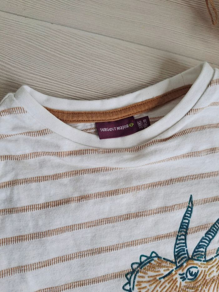 T-shirt manches blanc marron longues Sergent Major 3 ans - photo numéro 4